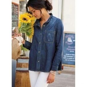 Soft Surroundings Long Sleeve Shacket with Front Pocket Size: M